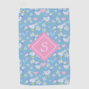 Vintage Country Geese Pattern Monogram Golf Towel