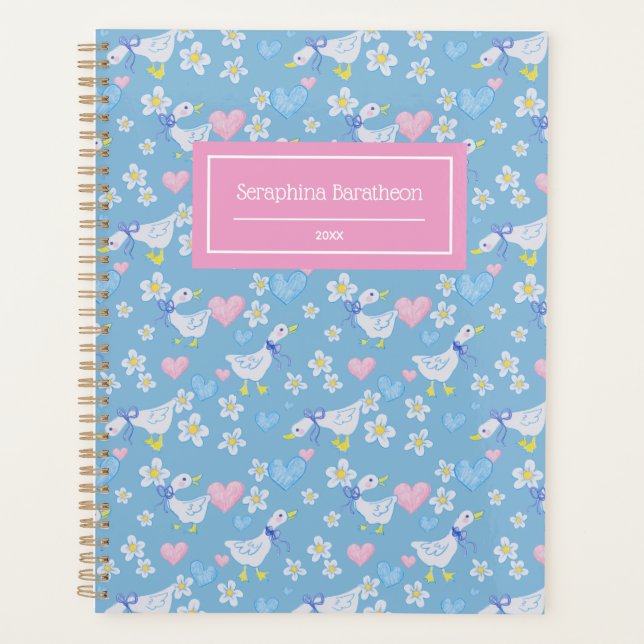 Vintage Country Geese Pattern Personalized Planner (Front)