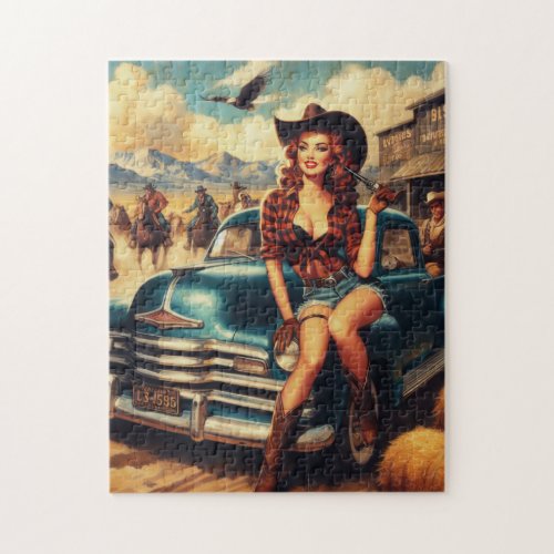 Vintage Country Girl Illustration Jigsaw Puzzle