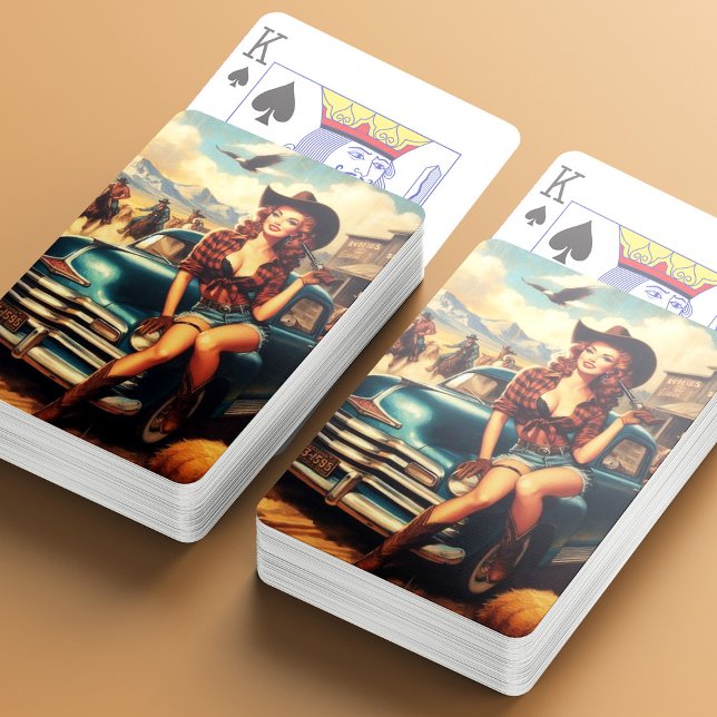 Vintage Country Girl Illustration Poker Cards (Creator Uploaded)