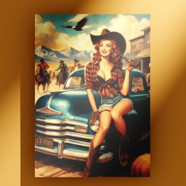 Vintage Country Girl Illustration Postcard (Creator Uploaded)