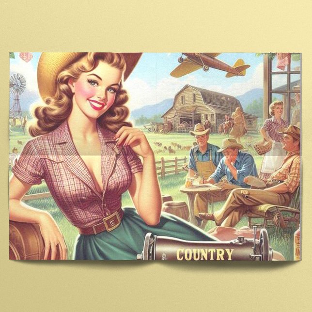 Vintage Country Girl Illustration Tissue Paper (Creator Uploaded)