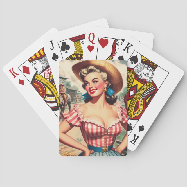 Vintage Country Girl Poker Cards (Back)