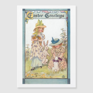 Vintage Country Girls with Easter Bunnies & Chicks