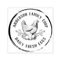 Personalized Vintage Hand-drawn Chicken Egg Rubber Stamp
