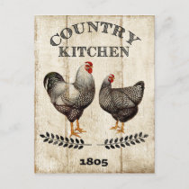 Vintage Country Kitchen Rooster Chicken postcard