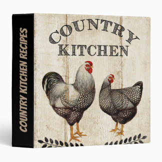 Vintage Country kitchen rooster recipe 3 Ring Binder