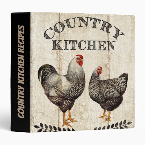 Vintage Country kitchen rooster recipe 3 Ring Binder