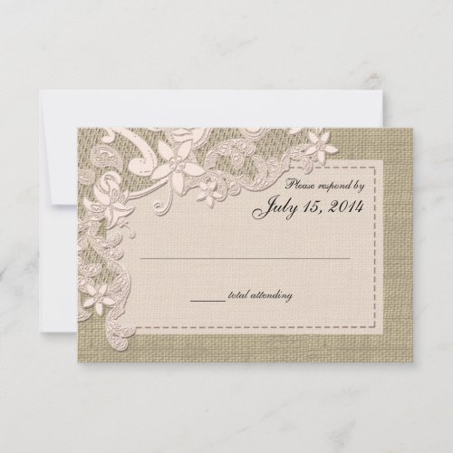 Vintage Country Lace Design and Burlap Blush Invitations