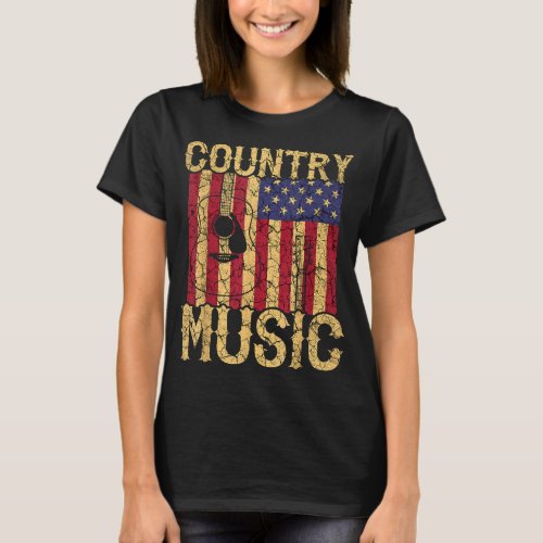Vintage Country Music Guitar Musician Patriotic US T_Shirt