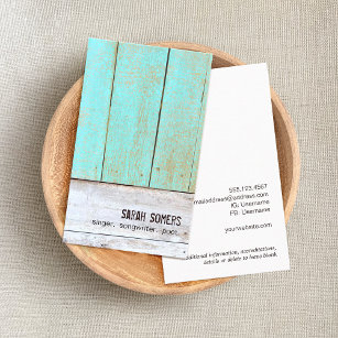 Vintage Country Nature Rustic Turquoise Wood Business Card
