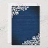 Vintage Country Navy Blue Wood Lace Quinceanera Invitation (Back)