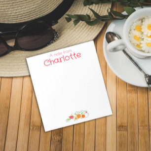 Vintage Country orange red wildflower watercolor Notepad