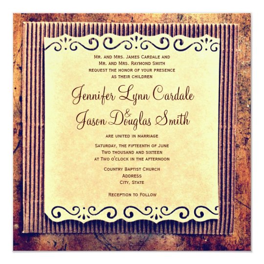 Vintage Country Paper Rustic Wedding Invitations Zazzle Com
