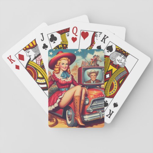 Vintage Country Pin_Up Illustration Playing Cards