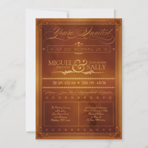 Vintage Country Poster Style Wedding Invitation