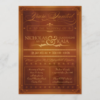 Vintage Country Poster Style Wedding Invitation