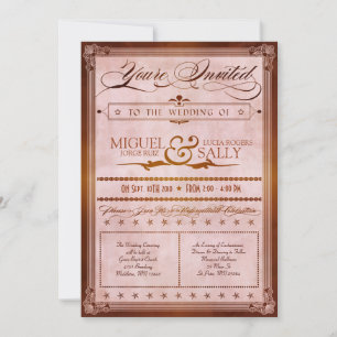 Vintage Country Poster Style Wedding Invitation