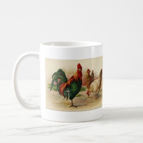 Vintage Country Rooster and Chicken mug