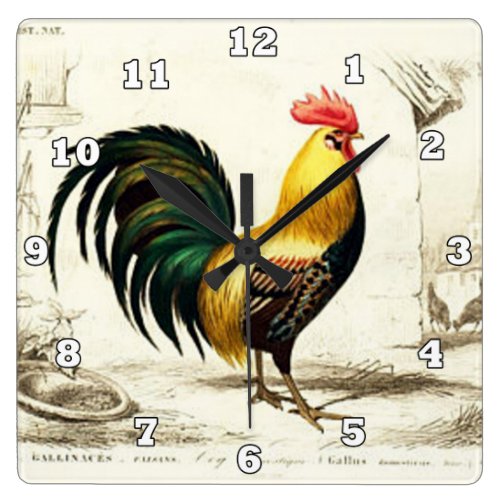 Vintage Country Rooster kitchen wall clock