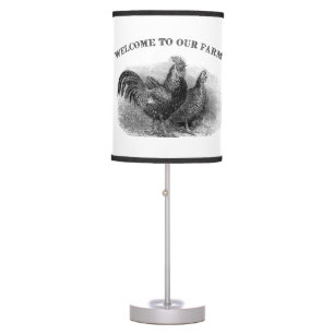 Vintage Country Rooster welcome decor lamp