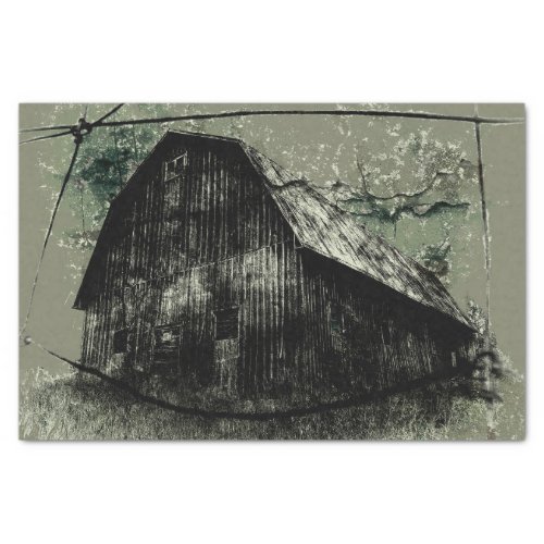 Vintage Country Rustic Barn Green Grunge Texture Tissue Paper