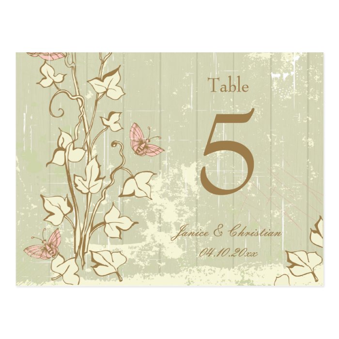 Vintage country rustic cream wedding table number post card