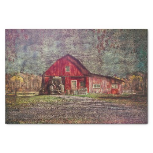 Vintage Country Rustic Old Red Texture Barn Tissue Paper