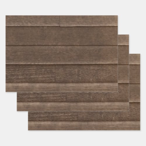 Vintage Country Rustic Sepia Wood Grain Texture Wrapping Paper Sheets