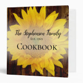 Vintage Country Rustic Sunflower Family Recipe 3 Ring Binder (Front/Inside)