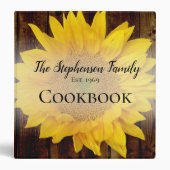 Vintage Country Rustic Sunflower Family Recipe 3 Ring Binder (Front)