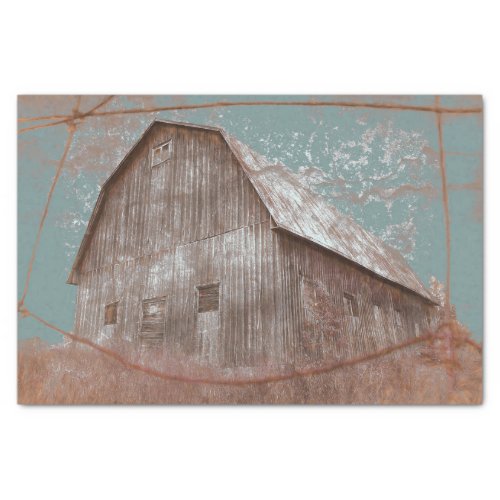 Vintage Country Rustic Teal Brown Barn Texture Tissue Paper