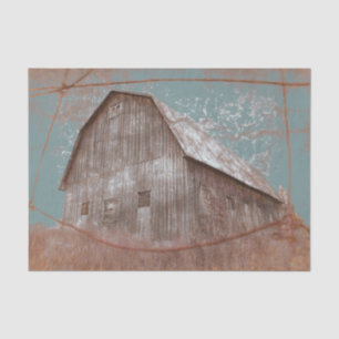Vintage Country Rustic Teal Brown Barn Texture Tissue Paper