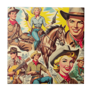 Vintage Country Seamless Illustration Ceramic Tile