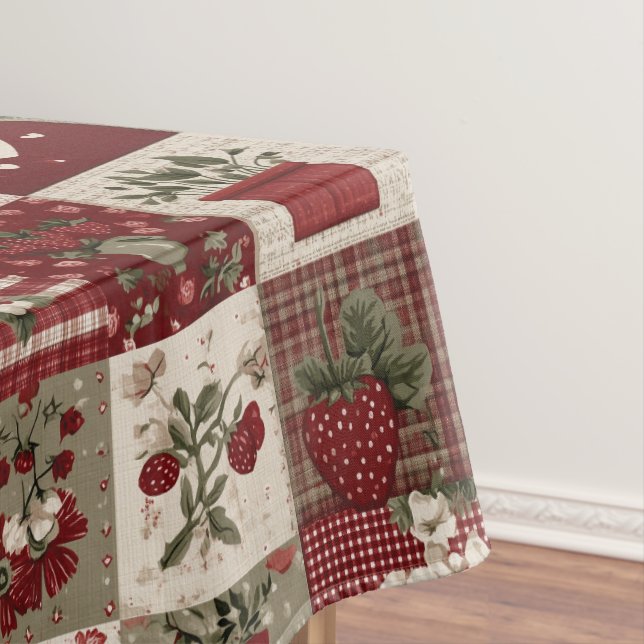 Vintage Country Strawberry Patchwork Pattern Tablecloth (In Situ)