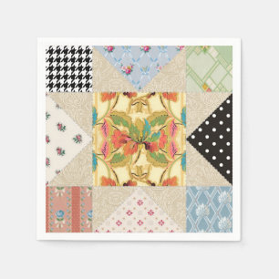 Vintage Country Style Evening Star Quilt Pattern Paper Napkins