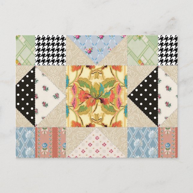 Vintage Country Style Evening Star Quilt Pattern Postcard (Front)