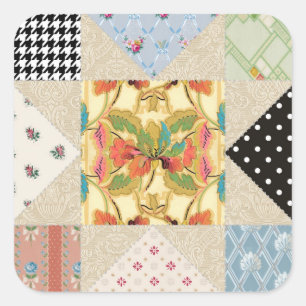 Vintage Country Style Evening Star Quilt Pattern Square Sticker