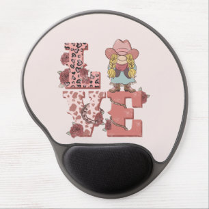 Vintage Country-Style "Love" with a Blonde Cowgirl Gel Mouse Pad