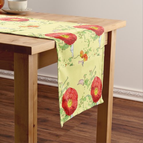 Vintage country summer poppies pattern VCSP Short Table Runner