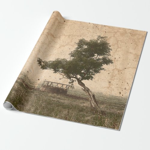 Vintage Country Tree Rustic Beige Antique Farm Wrapping Paper