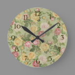 Vintage Country Weathered Floral Round Clock