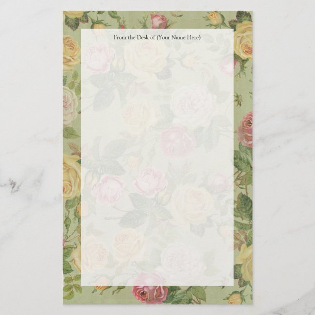 Vintage Country Weathered Floral Stationery (Front)