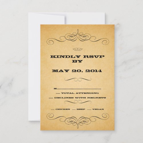 Vintage Country Wedding RSVP Swirls Personalized Invitations