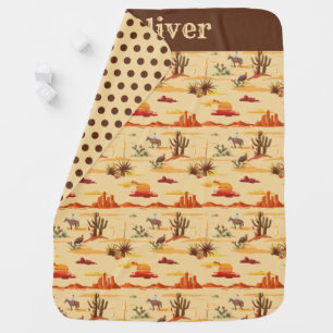 Vintage Country Western Cowboy  Baby Blanket