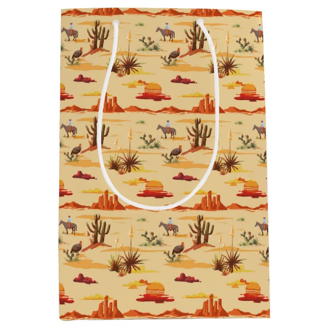 Vintage Country Western Cowboy  Medium Gift Bag (Front)