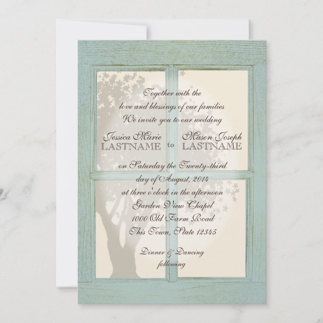 Vintage Country Window Pane Wedding Invitation (Front)