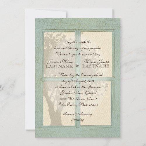 Vintage Country Window Pane Wedding Custom Invites