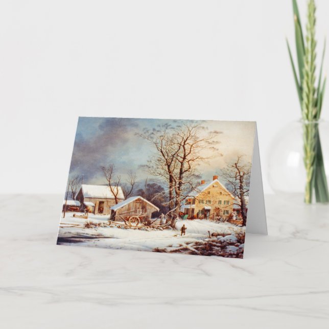 Vintage Country Winter Holiday Christmas Cards (Front)