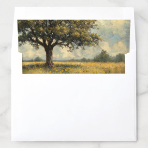 Vintage Countryside Landscape Trees Floral Wedding Envelope Liner
